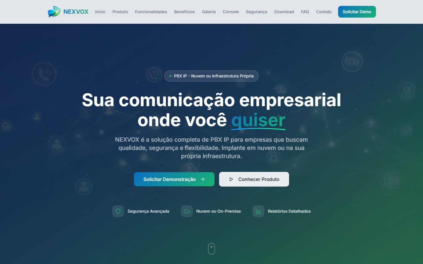 NEXVOX — Telefonia IP em Nuvem — Página inicial