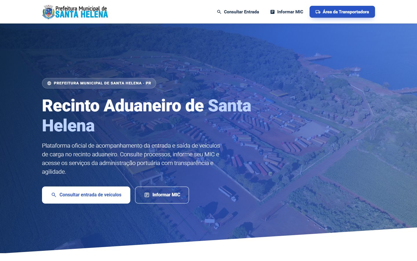Sisporto — Recinto Aduaneiro — Página inicial